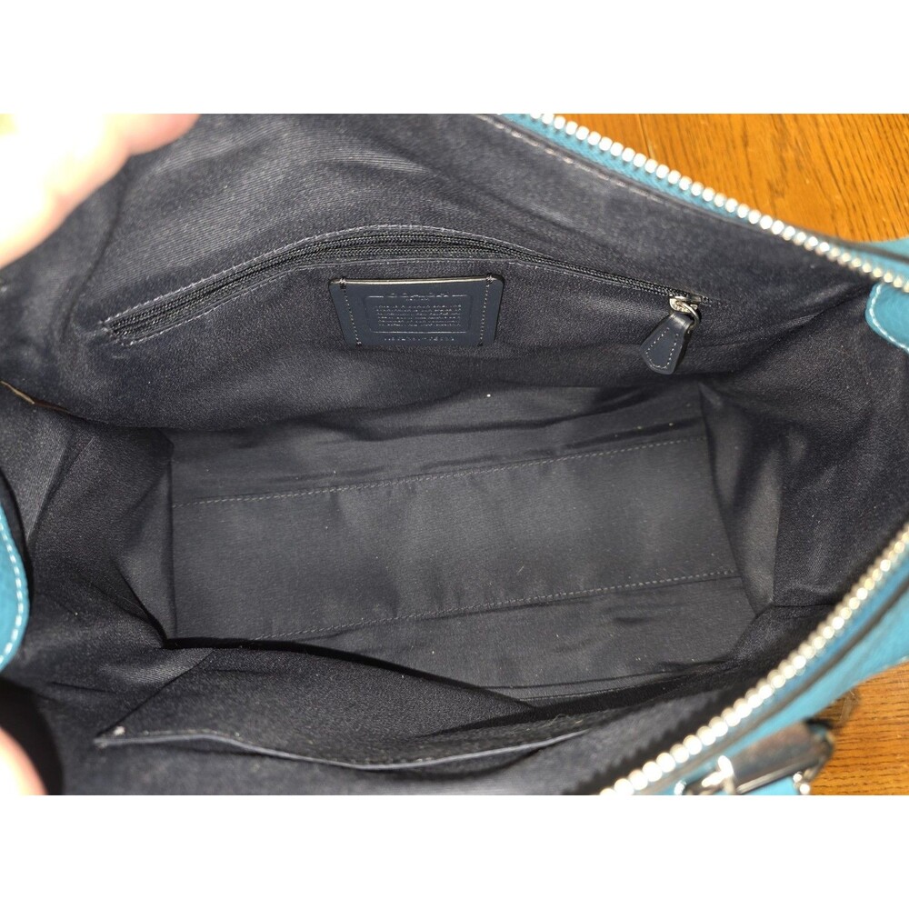 Coach Millie Satchel Pebbled Leather Turquoise Teal CE633 Excellent Condition - Picture 13 of 16